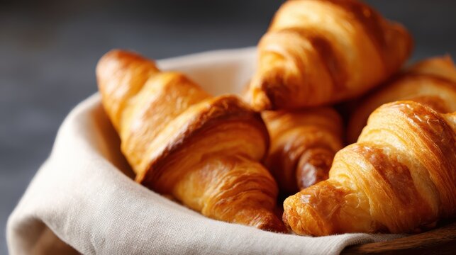 buttery croissants and pastries, freshly baked, French and American style, inviting and appetizing