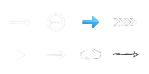 Collection of Arrow Icons with Different Styles symbol isolated on a transparent background