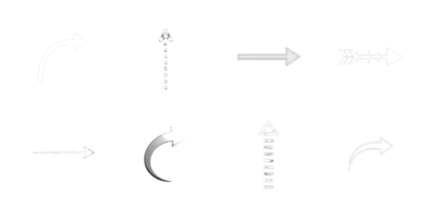 Collection of Diverse Arrow Icons and Symbols direction isolated on a transparent background