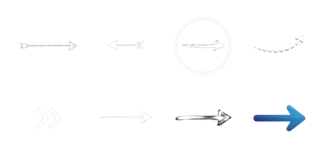 Collection of diverse arrow icons and symbols direction isolated on a transparent background