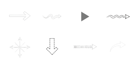 Collection of diverse arrow icons and symbols direction isolated on a transparent background