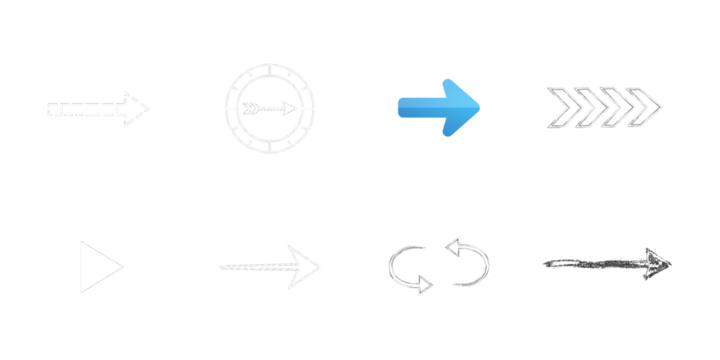 Collection of Arrow Icons with Different Styles symbol isolated on a transparent background