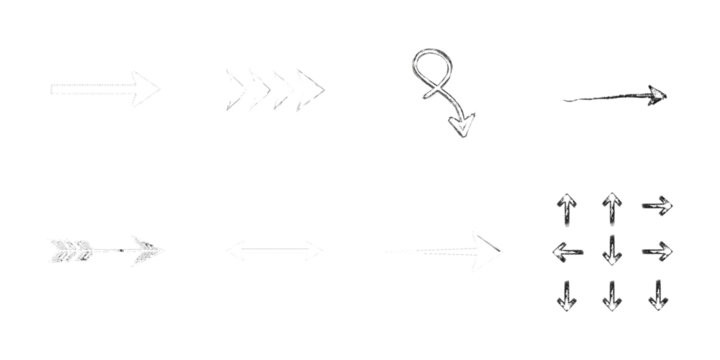 Collection of Diverse Arrow Icons and Symbols direction isolated on a transparent background