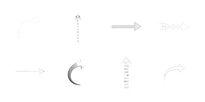 Collection of Diverse Arrow Icons and Symbols direction isolated on a transparent background