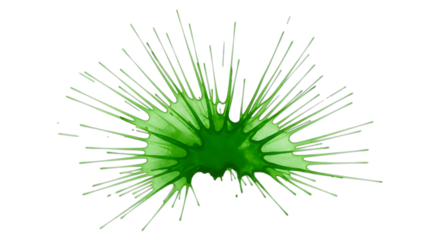 Green liquid splash explosion abstract fluid dynamic art on isolated background