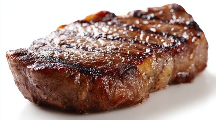 boneless ribeye steak, freshly grilled, charred grill lines, realistic meat texture, isolated on white