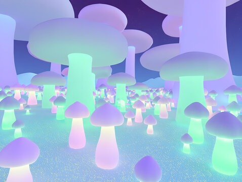 Dreamscape of Glowing Mushrooms A Whimsical Fantasy Scene