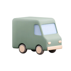A minimalist green delivery truck design with soft shapes and subtle colors for modern visual appeal.