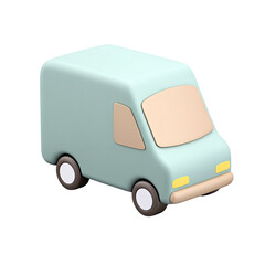 A playful illustration of a cute, pastel delivery van suitable for children's media and creative projects.