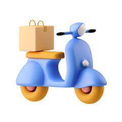 A stylish blue scooter with a delivery box, perfect for modern transportation and logistics.