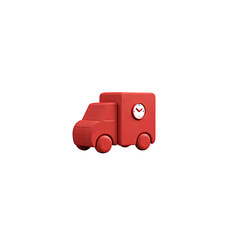 A stylish red delivery truck with a clock symbol, representing fast and efficient shipping services.