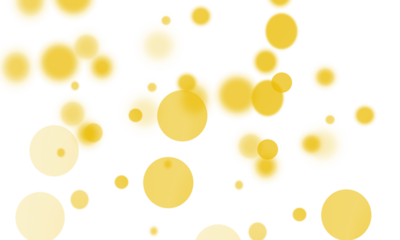abstract yellow floating bubbles on transparent png