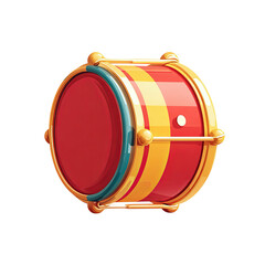 A vibrant, colorful drum featuring a bright red surface and playful design, perfect for music enthusiasts.