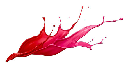 Dynamic red and pink paint splashes in motion, abstract fluid dynamics captured