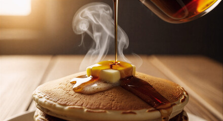 Fluffy Pancakes with Honey Drizzle