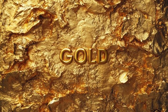 Gold foil background featuring the word gold in bold typography design element