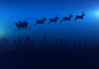 christmas banner santa claus in a sleigh with reindeer