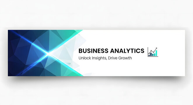 Modern business analytics banner with geometric design