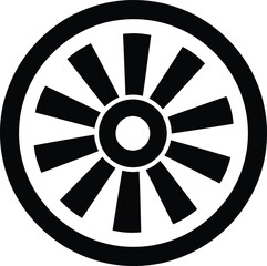 Fototapeta premium Simple black silhouette of a classic wagon wheel with ten spokes