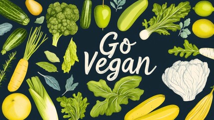 Embrace the vibrant vegan lifestyle with colorful veggies and fresh fruits. A healthier choice awaits