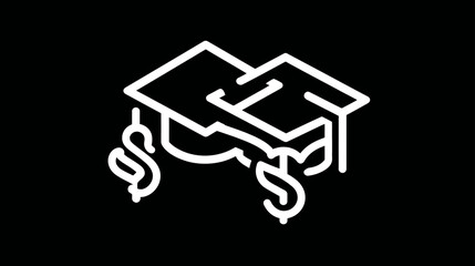 Graduation Cap with Dollar Signs Icon: Symbolizing Education Costs, Student Loans, Financial Aid, and Investment in Learning