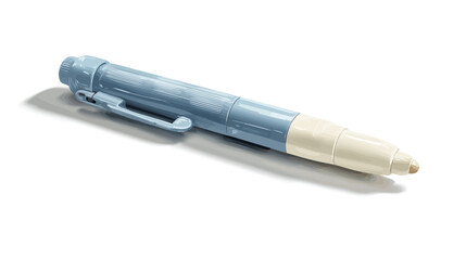 Light Blue and Cream Correction Pen for Office and School Work Isolated on White Background