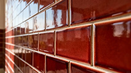 Reddish brown glazed ceramic tiles