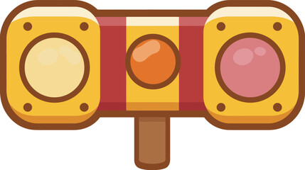 Cute cartoon three-light signal indicator vector icon. UI element, game asset, or colorful alert symbol in flat design style.