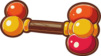 Cartoon Magical Staff with Golden Ornate Elements and Colorful Gems, Fantasy Game Asset Icon, Wizard's Scepter Isolated