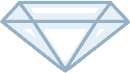 Stylized light blue diamond illustration. Simple vector graphic of a precious gemstone, jewel, or crystal icon for luxury, wealth, and value.