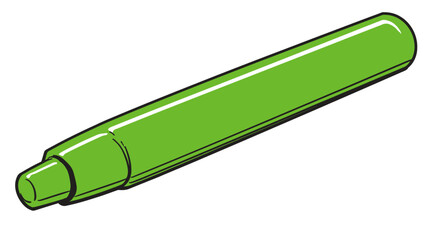 Bright Green Crayon or Drawing Marker Isolated on White Background for Art, Craft, Education, and Creative Projects