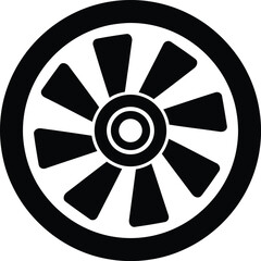 Fototapeta premium Classic eight spoke wheel with a central hub and outer rim silhouette