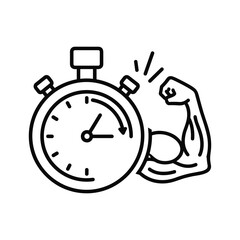 Fitness Stopwatch with Flexed Bicep Icon for Strength Training and Performance Tracking