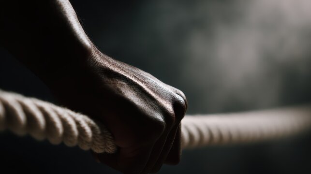 athlete boxer gripping corner rope, tense moment in the ring, realistic detail
