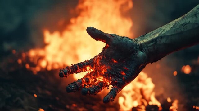 hand of zombie on night background