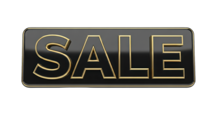 Gleaming Black and Gold SALE Button for Online Promotions, E-commerce Discounts, and Retail Marketing Campaigns