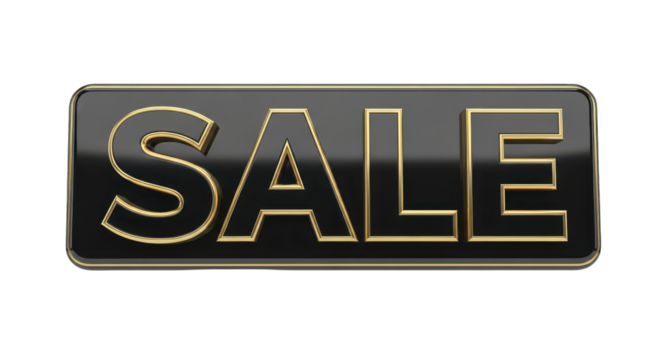 Gleaming Black and Gold SALE Button for Online Promotions, E-commerce Discounts, and Retail Marketing Campaigns