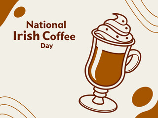 Celebrating National Irish Coffee Day with a Delicious and Warm Beverage Illustration Design