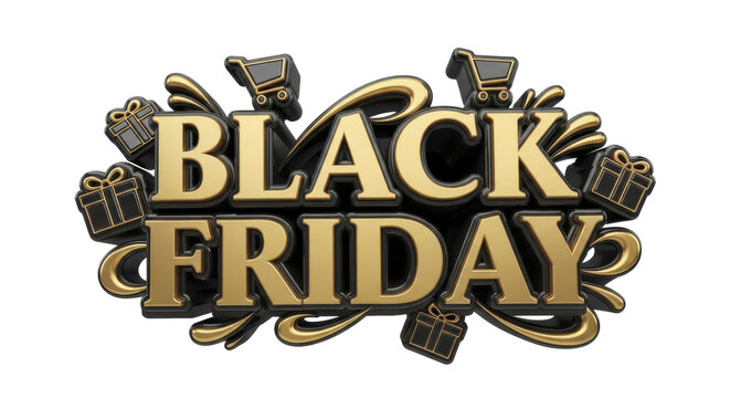 Black Friday Sale Event with Gift Boxes and Shopping Cart Icons - A Celebration of Discount Shopping