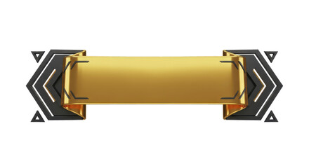 Abstract golden metallic banner design with modern geometric black accents, perfect for futuristic technology or luxury branding elements