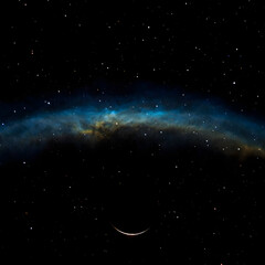 Fototapeta premium Distant galaxy with stars and a faint planet