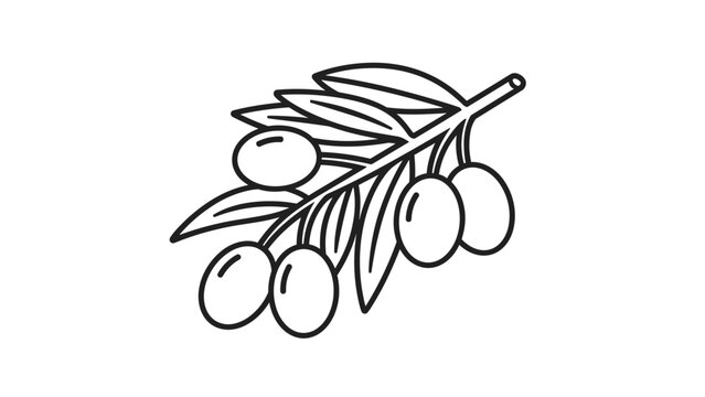 Elegant olive branch illustration for Mediterranean themes culinary projects or natural wellness designs adding a touch of classic simplicity and flavor, Generative AI.
