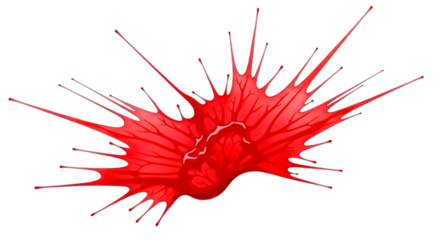 Abstract red liquid splash burst dynamic paint explosion isolated on black background