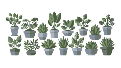Fototapeta premium An aesthetic concept illustration showcasing a diverse collection of indoor potted plants for modern home and office decor