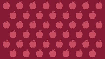 Delicious apple pattern design perfect for back to school flyers and healthy eating campaigns, a simple, vibrant, maroon background with fruit silhouettes
