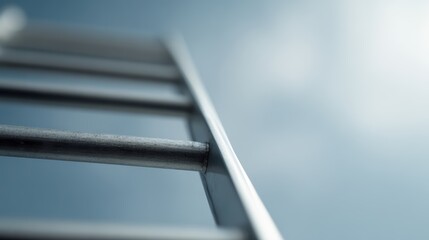 ladder extended toward the sky, representing ambition and success, dramatic perspective, clear sky