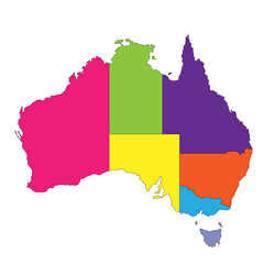 Obraz premium Australia map, Colorful region map