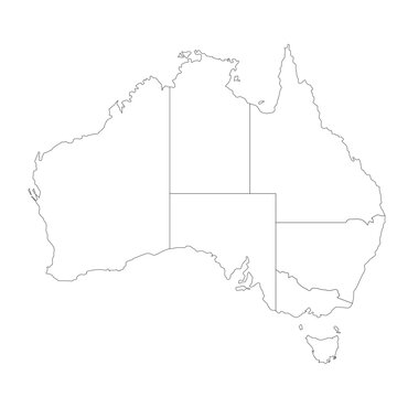 Map of Australia, country and geography, Australia map sign vector set graphics, editable stroke linear icon,Simple outline map of Australia, vector silhouette in sketch line style