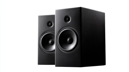 Obraz premium new black bookshelf speaker, isolated on white background, sleek modern design, clipping path