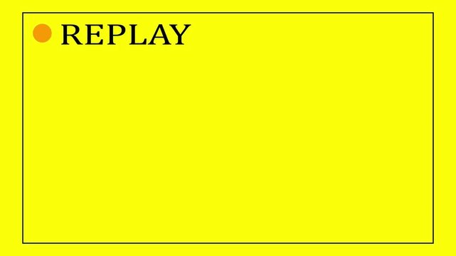 Yellow Replay Screen Animation with Bold Text Overlay for Sports Highlights, Match Recaps, Gaming Moments, Broadcast Replays, Digital Scoreboards and Fast-Paced Media Review Productions